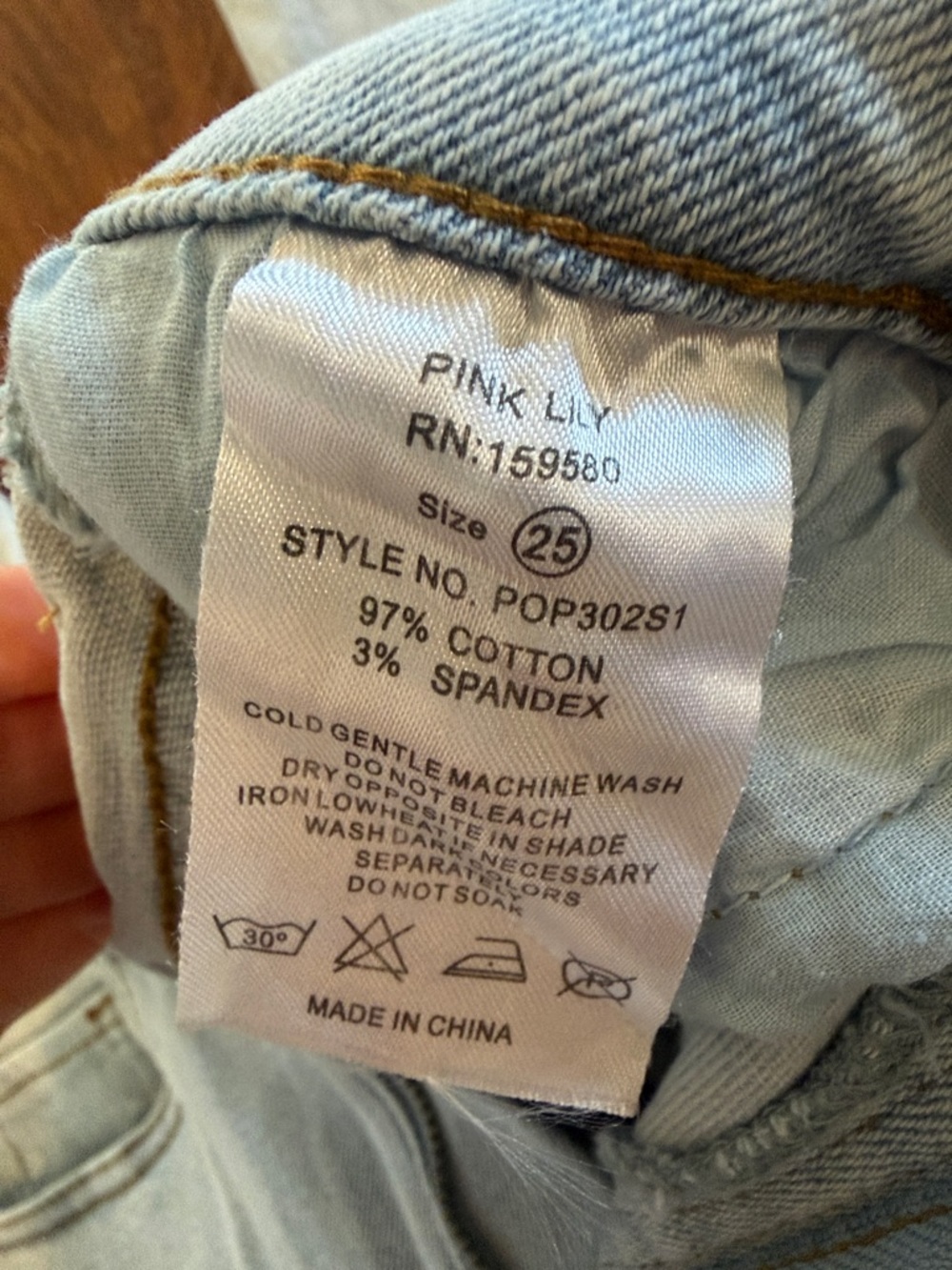 Pink Lily High-Rise Bleached Light Blue Jeans - Picture 6 of 6